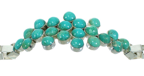 Turquoise And Authentic Sterling Silver Jewelry Link Bracelet VX65228